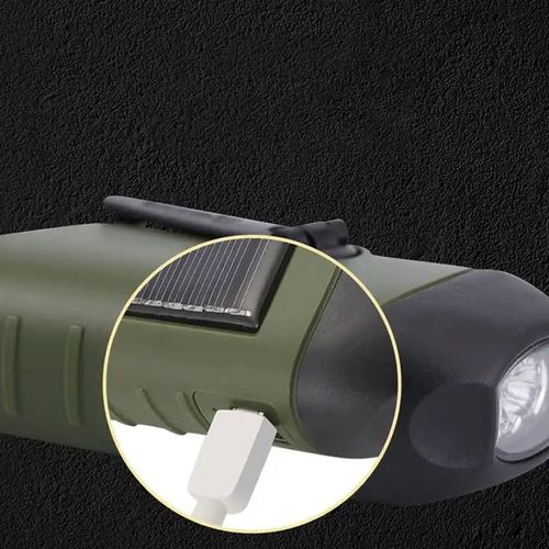 Solar Dynamo Portable Torch Hand Crank MiNi Emergency Flashlight Rechargeable LED Light for Camping