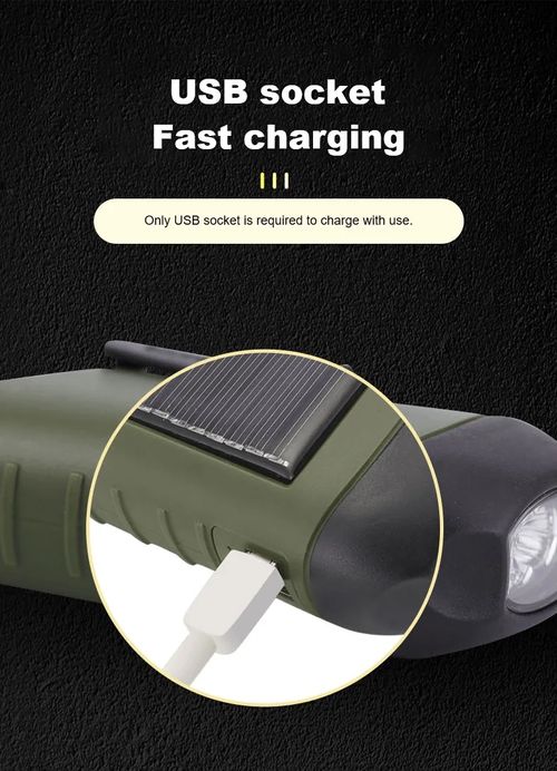 Solar Dynamo Portable Torch Hand Crank MiNi Emergency Flashlight Rechargeable LED Light for Camping
