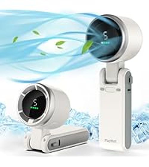 PlayHot Portable Handheld Turbo Fan 5 Gear Wind 12 Working Hours Foldable Lightweight Adjustable for Outdoor Travel Beach