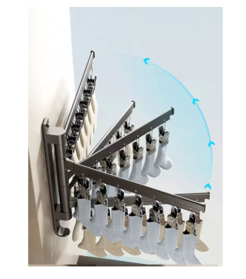 Folding And Rotating Iron Socks Drying Rack Balcony Home Underwear Multi Functional Non Perforated Drying Rack