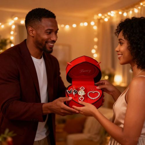 Heart Shaped Butterfly & Crystal Watch Jewelry Set