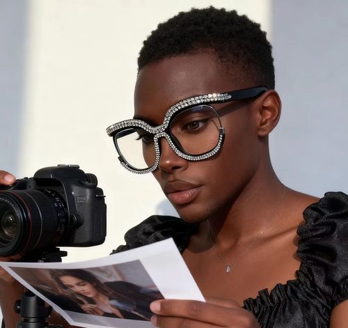 Black Oversized Rhinestone Sunglasses  Glam Statement Shades