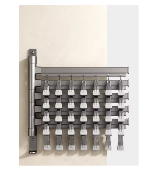 Folding And Rotating Iron Socks Drying Rack Balcony Home Underwear Multi Functional Non Perforated Drying Rack