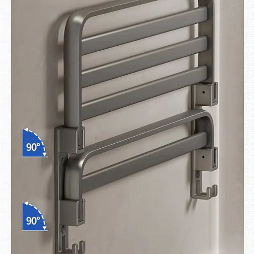 Copper Pot Gray Wall-Mounted Towel Rack with Double Layer Shelf