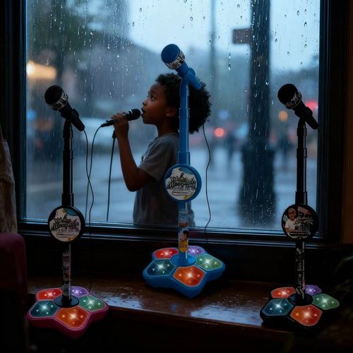 Kids Karaoke Microphone Toy with Stand & Lights
