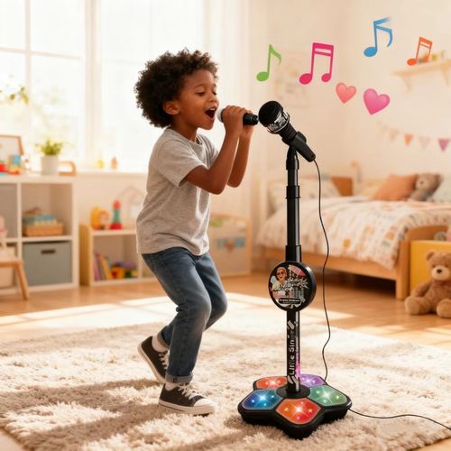 Kids Karaoke Microphone Toy with Stand & Lights