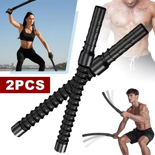 2-Pack Fitness Bars, Black Spring-Type Non-Slip Core Training Bars
