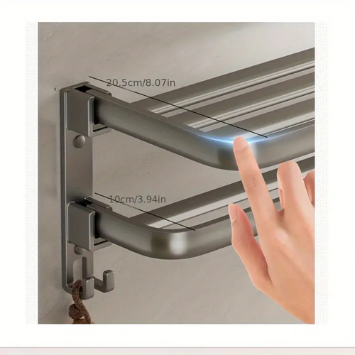 Copper Pot Gray Wall-Mounted Towel Rack with Double Layer Shelf