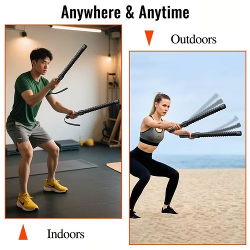 2-Pack Fitness Bars, Black Spring-Type Non-Slip Core Training Bars