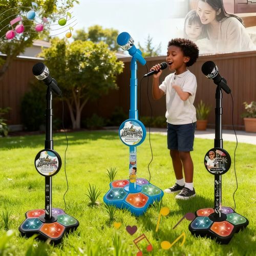 Kids Karaoke Microphone Toy with Stand & Lights