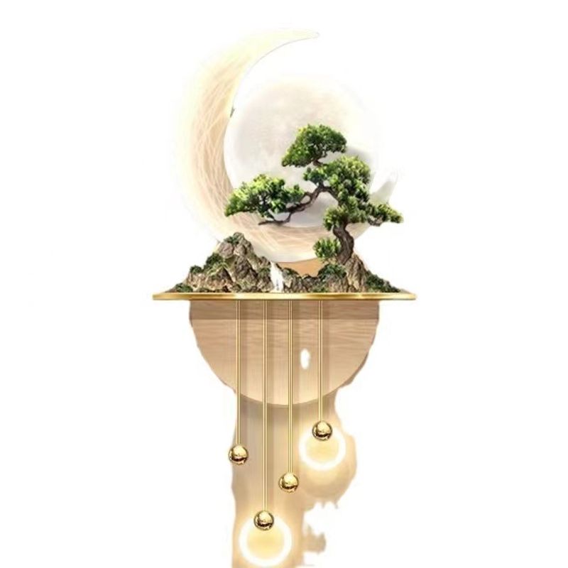 3D floating window Pine Moon lamp mural LED interior decoration exquisite advanced