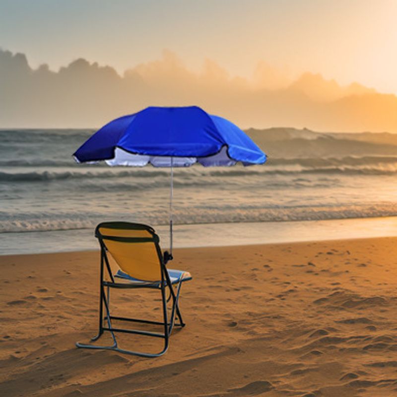 Adjustable Beach Chair with Parasol and Backrest – Perfect for Fishing, Seaside Relaxation, and Sun Protection