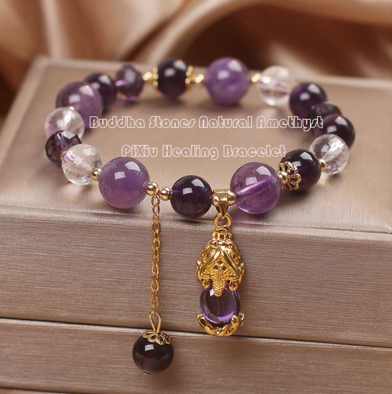 Harness the Power of Buddha Stones with Our Natural Amethyst PiXiu Healing Bracelet
