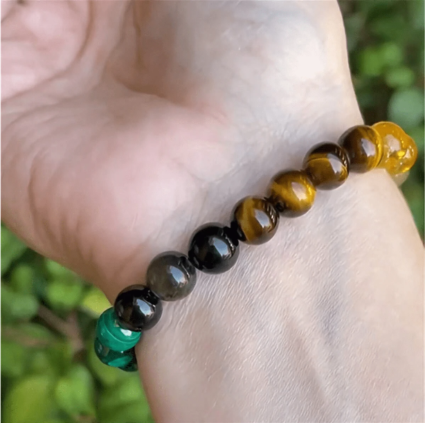 Prosperity and Success Healing Crystal Wealth Bracelet for Men and Women Natural Citrine Aventurine Tiger Eye Obsidian Bracelets