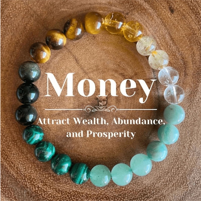 Prosperity and Success Healing Crystal Wealth Bracelet for Men and Women Natural Citrine Aventurine Tiger Eye Obsidian Bracelets