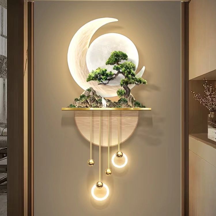 3D floating window Pine Moon lamp mural LED interior decoration exquisite advanced