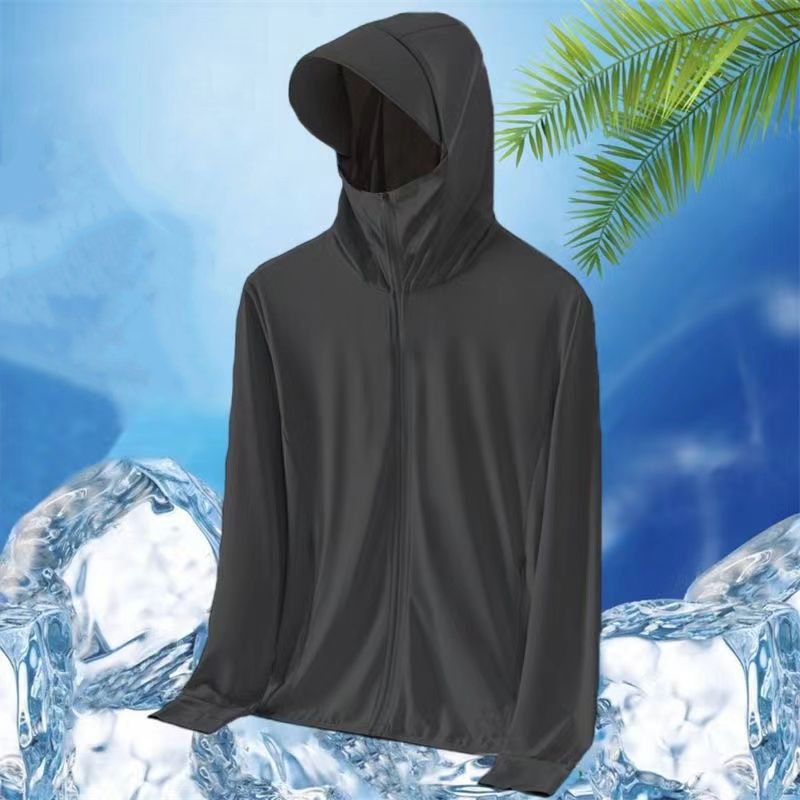 Men's Summer Ice Silk UV Protection Clothing with Breathable Thin Face Cover for Outdoor Yacht Fishing and Beach Activities