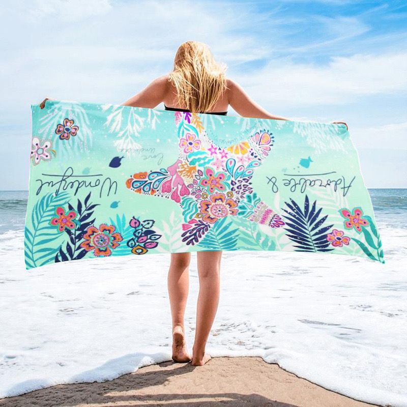 Quick-Dry Microfiber Beach Towel Holiday Printed Absorbent Bath Towel for Swimming