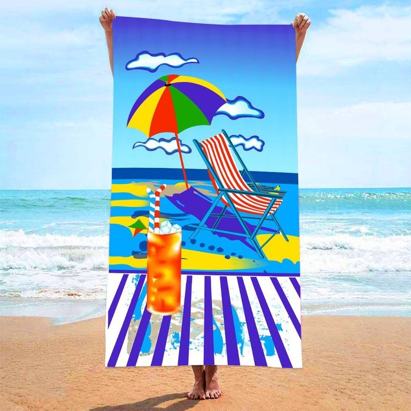 Ultra-Soft Microfiber Beach Towel Absorbent Printed Holiday Bath Towel for Swimming