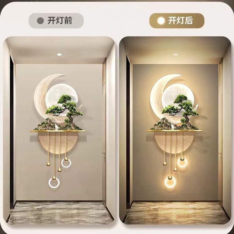 3D floating window Pine Moon lamp mural LED interior decoration exquisite advanced
