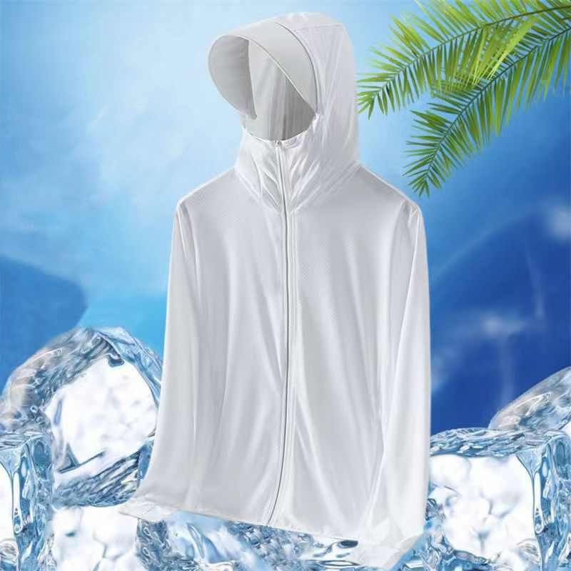 Men's Summer Ice Silk UV Protection Clothing with Breathable Thin Face Cover for Outdoor Yacht Fishing and Beach Activities