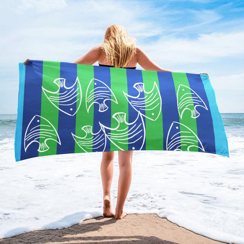 Ultra-Soft Microfiber Beach Towel Absorbent Printed Holiday Bath Towel for Swimming