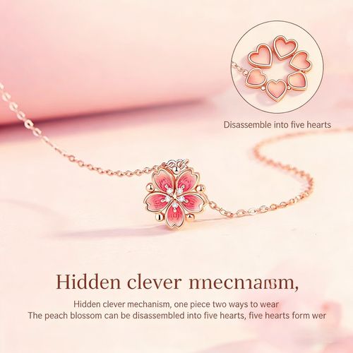 S925 2-in-1 Magnetic Peach Blossom Necklace Jewelry