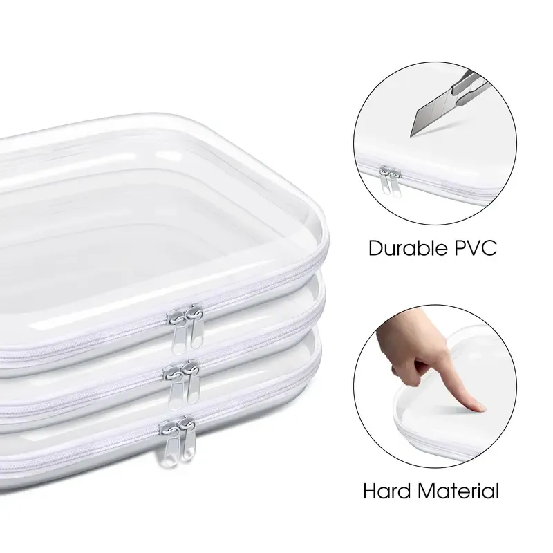 Clear Hard Shell Zipper Case 3PCS