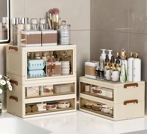 Foldable Desktop Storage Box (1 open door & 2 drawers )