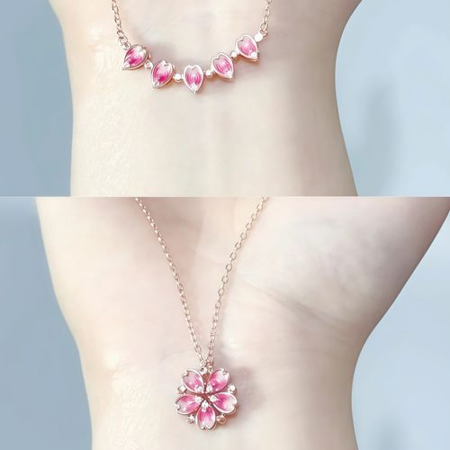 S925 2-in-1 Magnetic Peach Blossom Necklace Jewelry