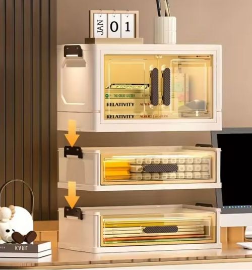 Foldable Desktop Storage Box (1 open door & 2 drawers )
