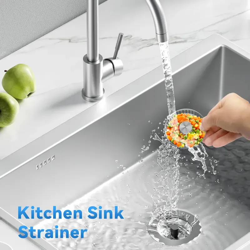 2pcs of Upgraded Stainless Steel  3-in-1 Kitchen Sink Drain Strainer