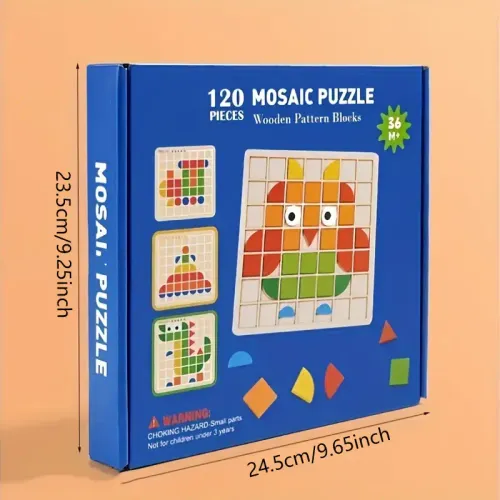 120-Piece Wooden Mosaic Puzzle Set