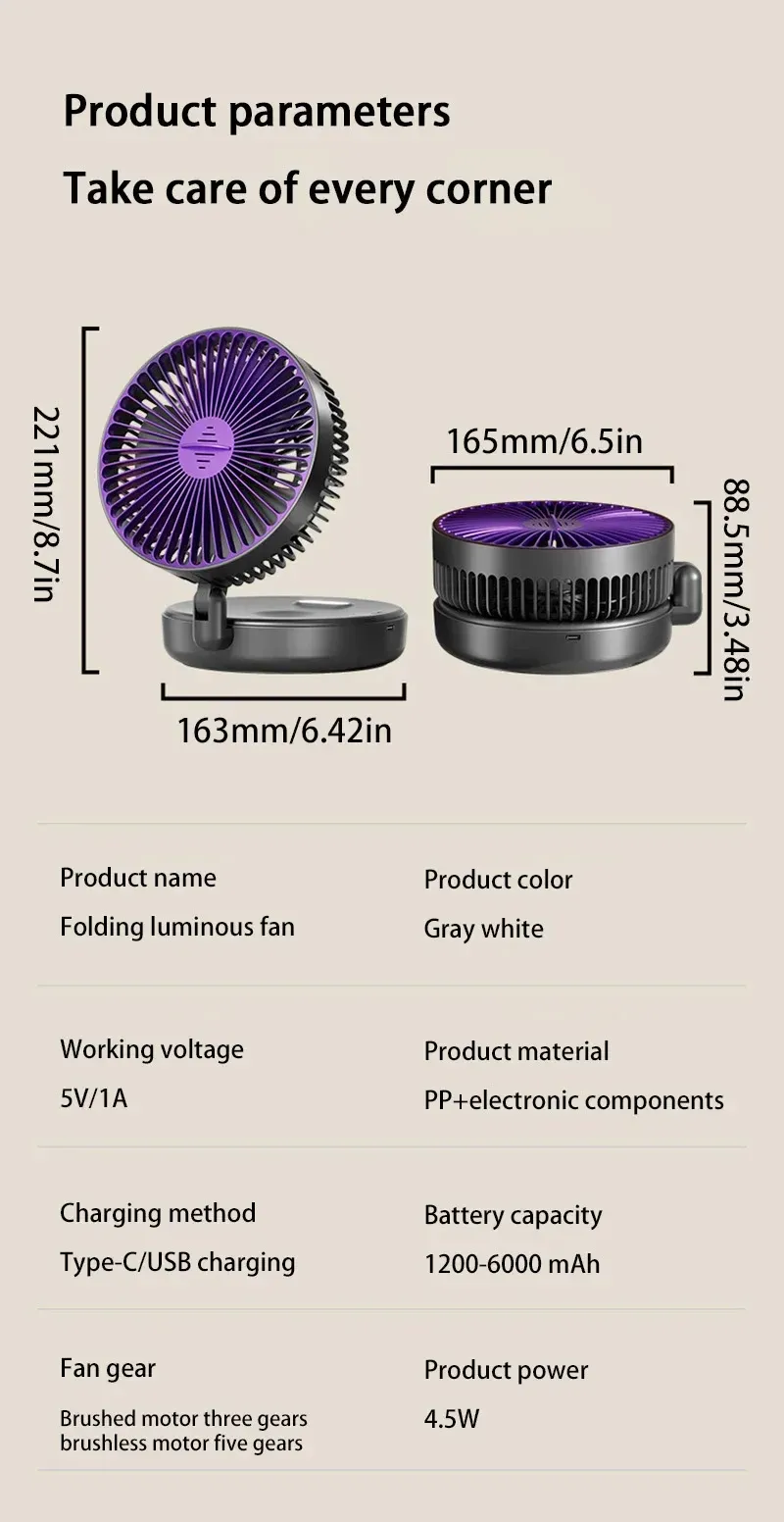 2025 Upgrade 3-in-1 Multi-functional USB Fan