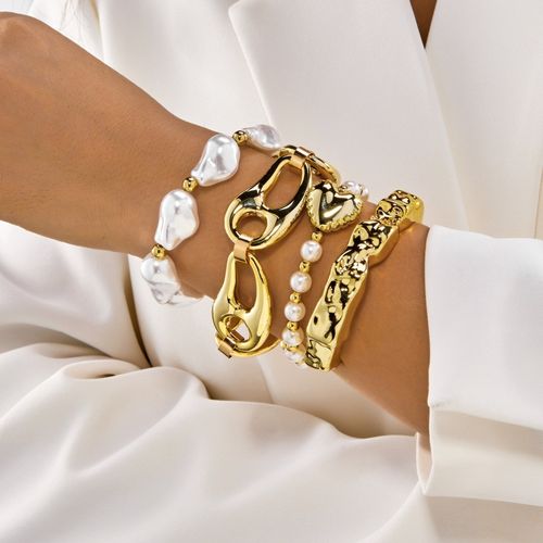 🔥 Four-Piece Bracelet Set Big Water drop and Heart Design