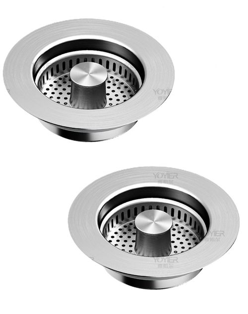 2pcs of Upgraded Stainless Steel  3-in-1 Kitchen Sink Drain Strainer