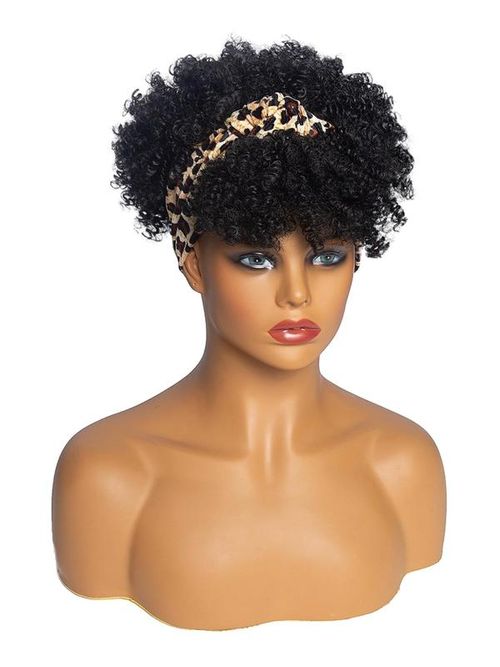 (2 pieces random color) 6 Inch Short Kinky Coily Headband Wigs