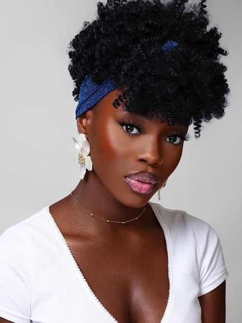 (2 pieces random color) 6 Inch Short Kinky Coily Headband Wigs