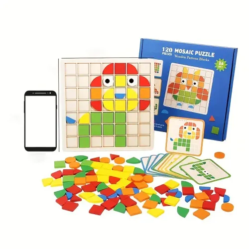120-Piece Wooden Mosaic Puzzle Set