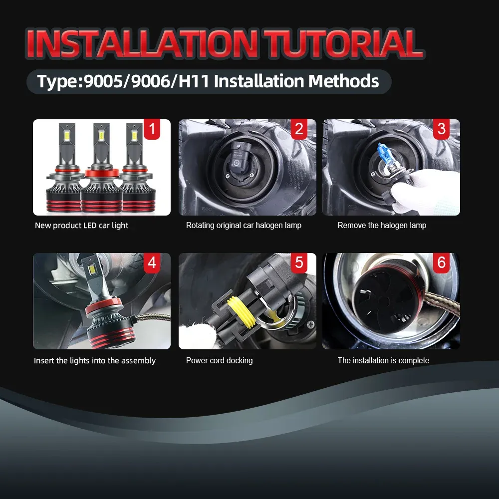 H4 H7 H13 9007  LED Headlight Bulbs -12 to 24 Voltage