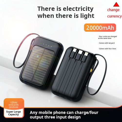Charging Freedom, Charge with Sunlight! Solar Power Bank 20000mAh High Capacity Portable Charger, Four Output Design, LED Flashlight Function, Ideal for Camping and Travel, Supports Multiple Devices Charging Simultaneously, Airplane Friendly