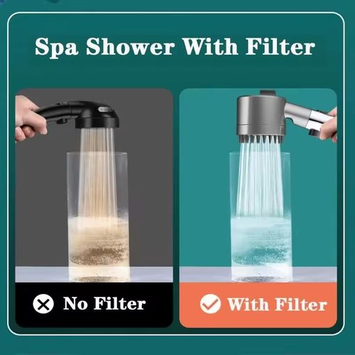 High Pressurized Filter Shower Head 3-mode Adjustable Spray with Massage Brush Rain Faucet Bathroom Accessories