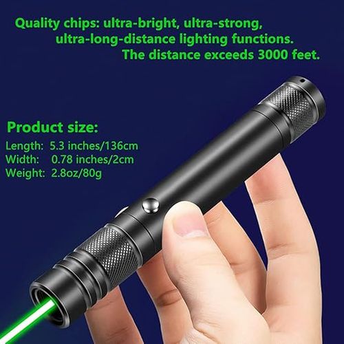 Laser Pointer Laser Pointer Flashlight, Green Laser Pointer - USB Rechargeable Laser Flashlight, Rechargeable USB Green Light, Engineering Pointer Pen Practical Tool Gift Suitable for Night And Outdoor Activities Camping, Survival Equipment, Compact