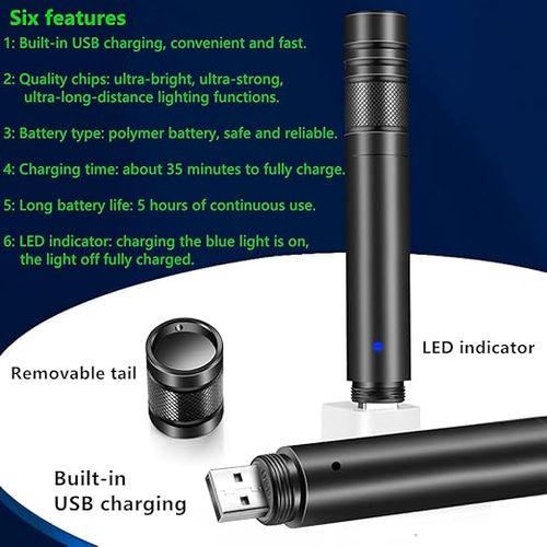 Laser Pointer Laser Pointer Flashlight, Green Laser Pointer - USB Rechargeable Laser Flashlight, Rechargeable USB Green Light, Engineering Pointer Pen Practical Tool Gift Suitable for Night And Outdoor Activities Camping, Survival Equipment, Compact