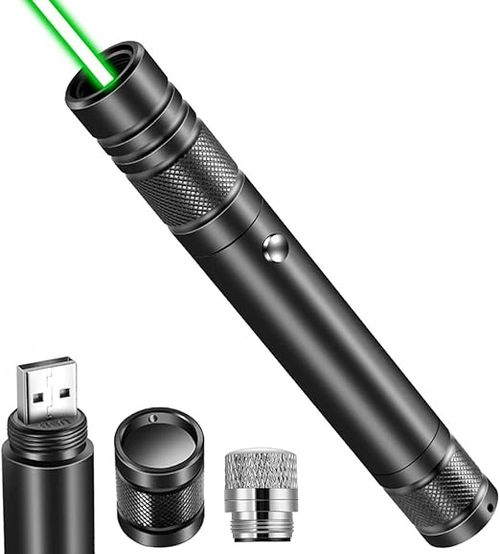 Laser Pointer Laser Pointer Flashlight, Green Laser Pointer - USB Rechargeable Laser Flashlight, Rechargeable USB Green Light, Engineering Pointer Pen Practical Tool Gift Suitable for Night And Outdoor Activities Camping, Survival Equipment, Compact