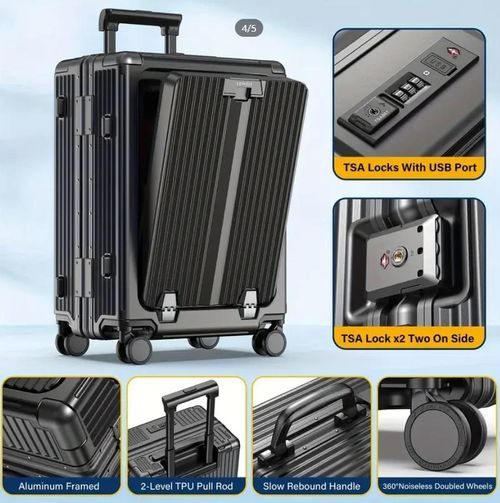 [24-hour delivery+Cash on delivery] 20-Inch Premium Hardshell Spinner Suitcase - Sturdy Aluminum Frame, Combination Lock, Durable ABS Shell, Smooth Rolling Wheels, and Telescoping Aluminum Handle.