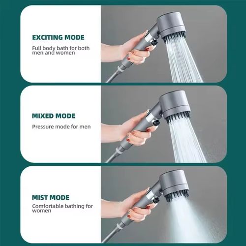 High Pressurized Filter Shower Head 3-mode Adjustable Spray with Massage Brush Rain Faucet Bathroom Accessories