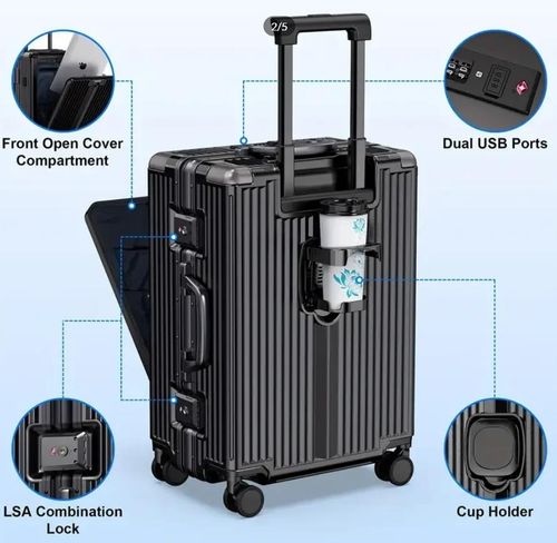 [24-hour delivery+Cash on delivery] 20-Inch Premium Hardshell Spinner Suitcase - Sturdy Aluminum Frame, Combination Lock, Durable ABS Shell, Smooth Rolling Wheels, and Telescoping Aluminum Handle.