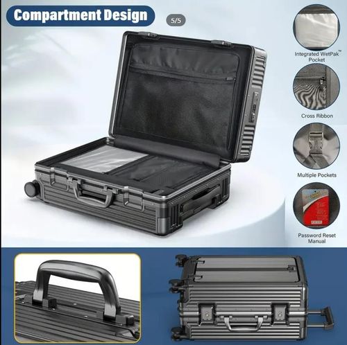 [24-hour delivery+Cash on delivery] 20-Inch Premium Hardshell Spinner Suitcase - Sturdy Aluminum Frame, Combination Lock, Durable ABS Shell, Smooth Rolling Wheels, and Telescoping Aluminum Handle.