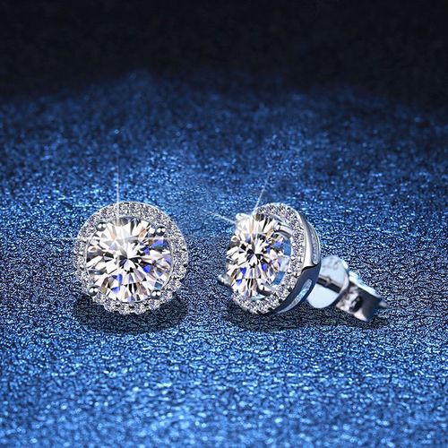 Moissanite Drop Earrings for Women, Solitaire Lab Imitation Diamond Hook Earrings, 18K White Gold Plated D Color Round Cut 925 Sterling Silver Dangle Earrings, GRA Certified